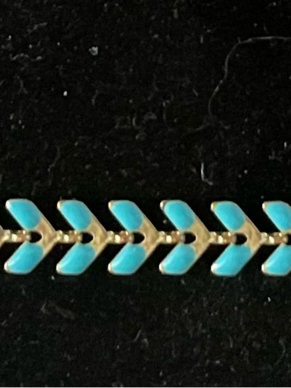Gold-Tone Turquoise Chevron Bar Necklace - Women Jewelry - Picture 2 of 2